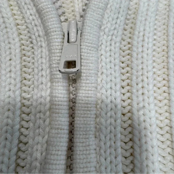 Talbots Women’s  Off White Heavy Ribbed Knit Zip Front Cardigan Sweater, Size M - Picture 9 of 11